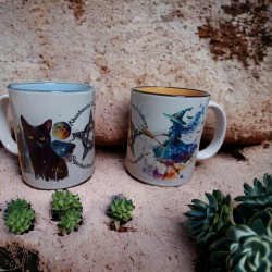 Taza Cerámica Bruja y Gato