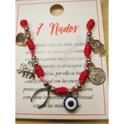 Pulsera roja 7 nudos con 6...